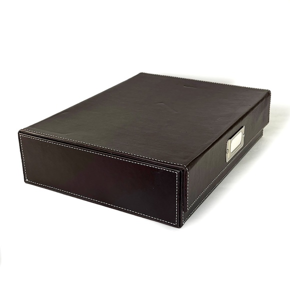 Brown Leather Hinged File Box - Picture 3 of 5